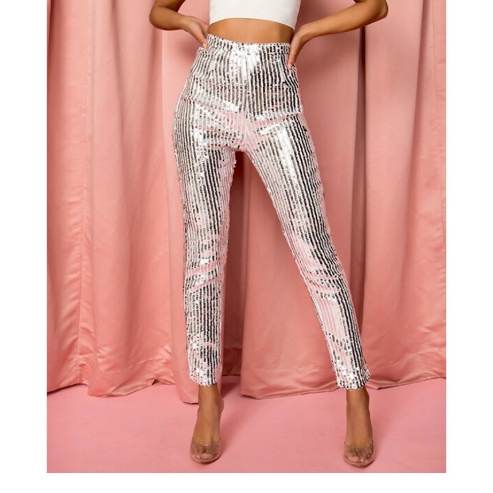 Superdown Riley Straight Leg Sequin Pant - M NWT